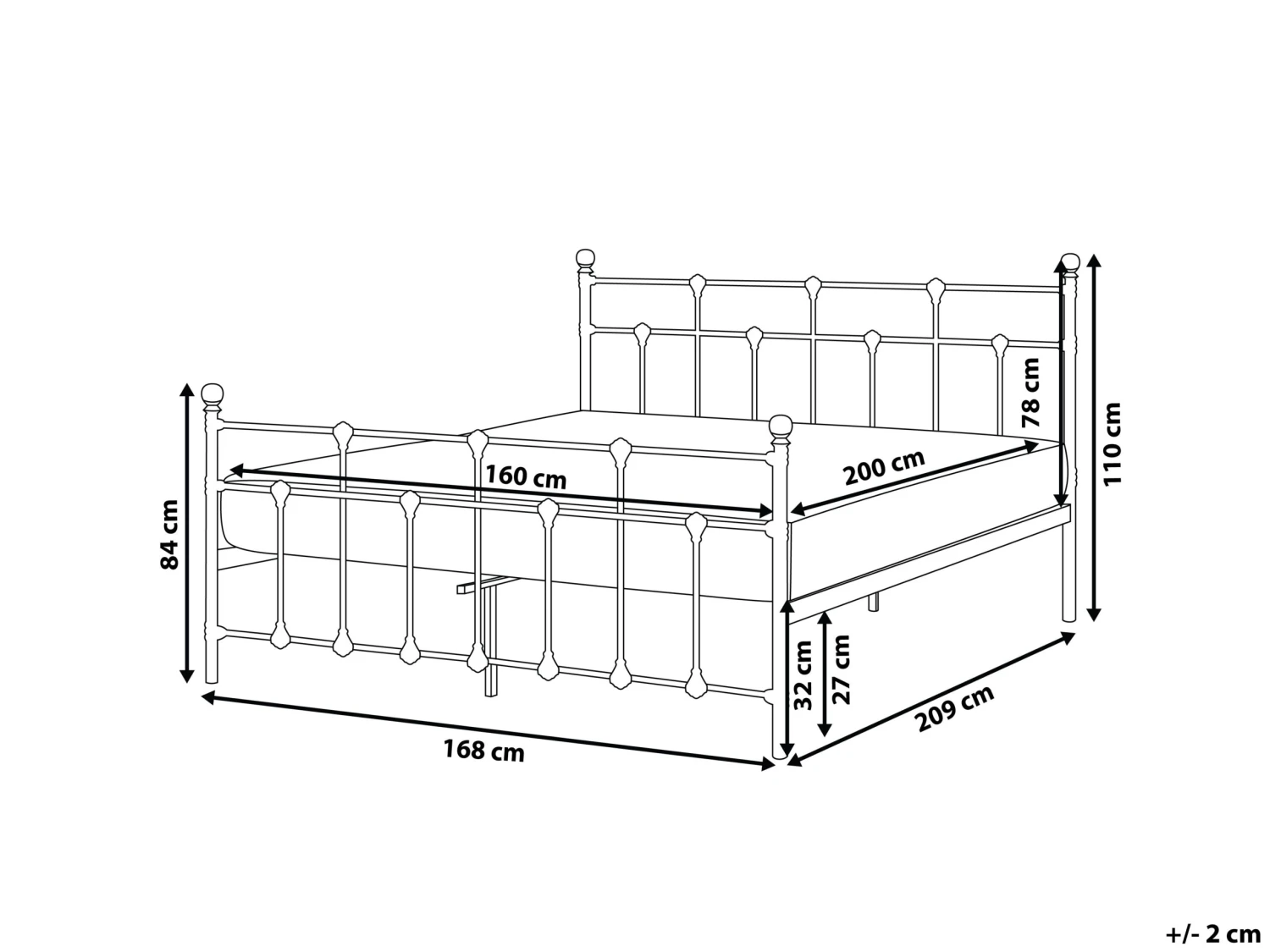 Sänky Metalli Musta LYNX Useita Kokoja - Image 9