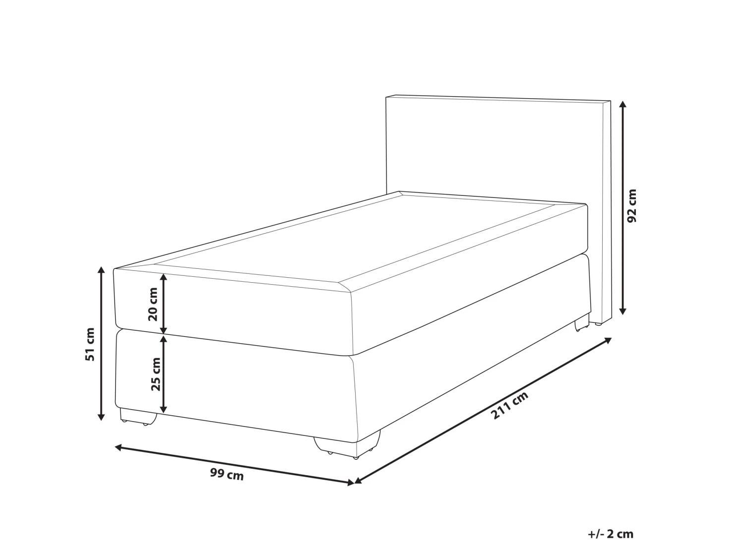 Jenkkisänky Keinonahka Valkoinen 90 X 200 Cm PRESIDENT - Image 9