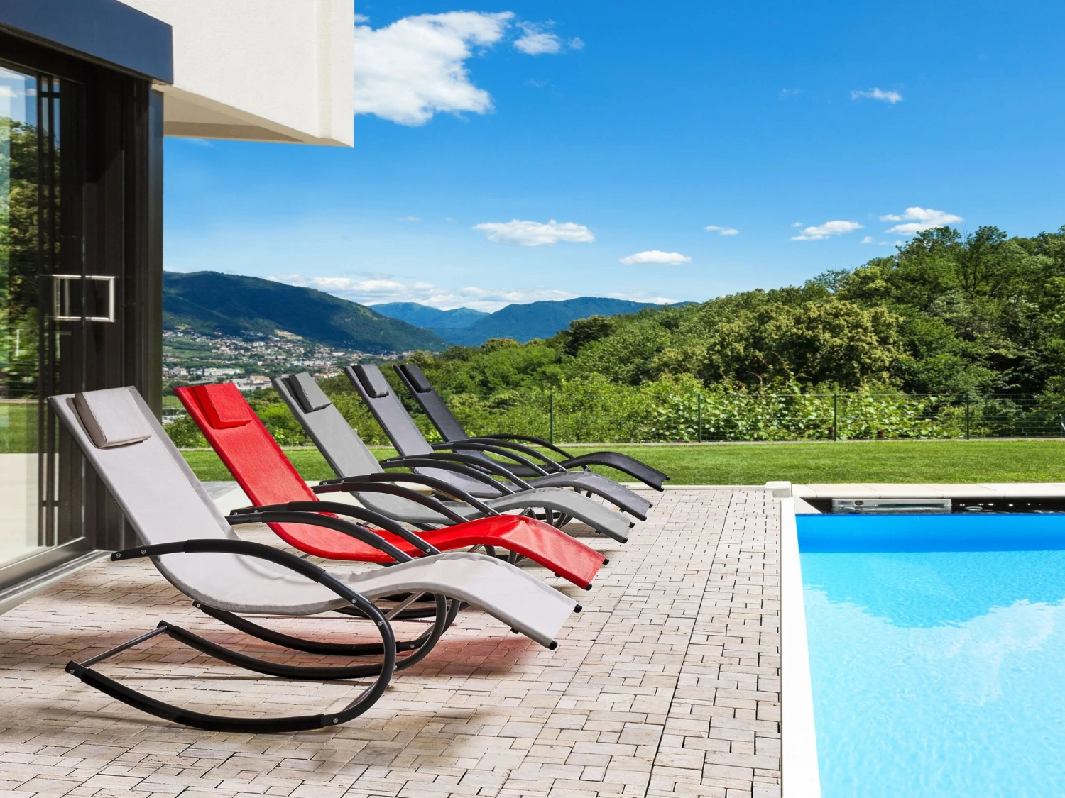 Keinuva Aurinkotuoli Vaaleanharmaa CARANO II - Image 3