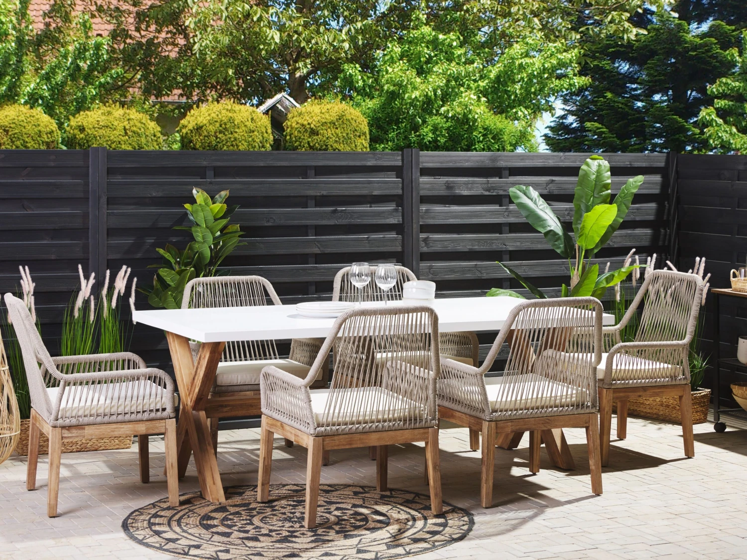 Ulkoruokaryhmä 6-isttuttava Valkobeige OLBIA - Image 2