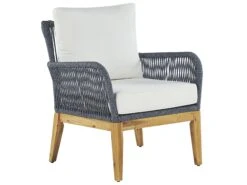 4-istuttava Ulkosohvaryhmä Akasiapuu Valkoinen/sininen MERANO II -Beliani undef src sa picid 818386 type whitesh image