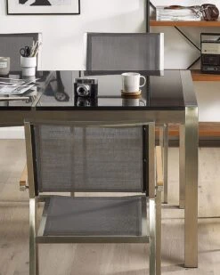 Puutarhatuoli Kangas Harmaa 4 Kpl GROSSETO -Beliani undef src sa picid 818512 type whitesh image