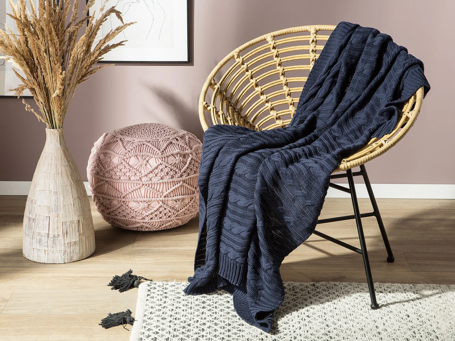 Huopa Puuvilla Tummansininen 110 X 180 Cm ANAMUR - Image 3