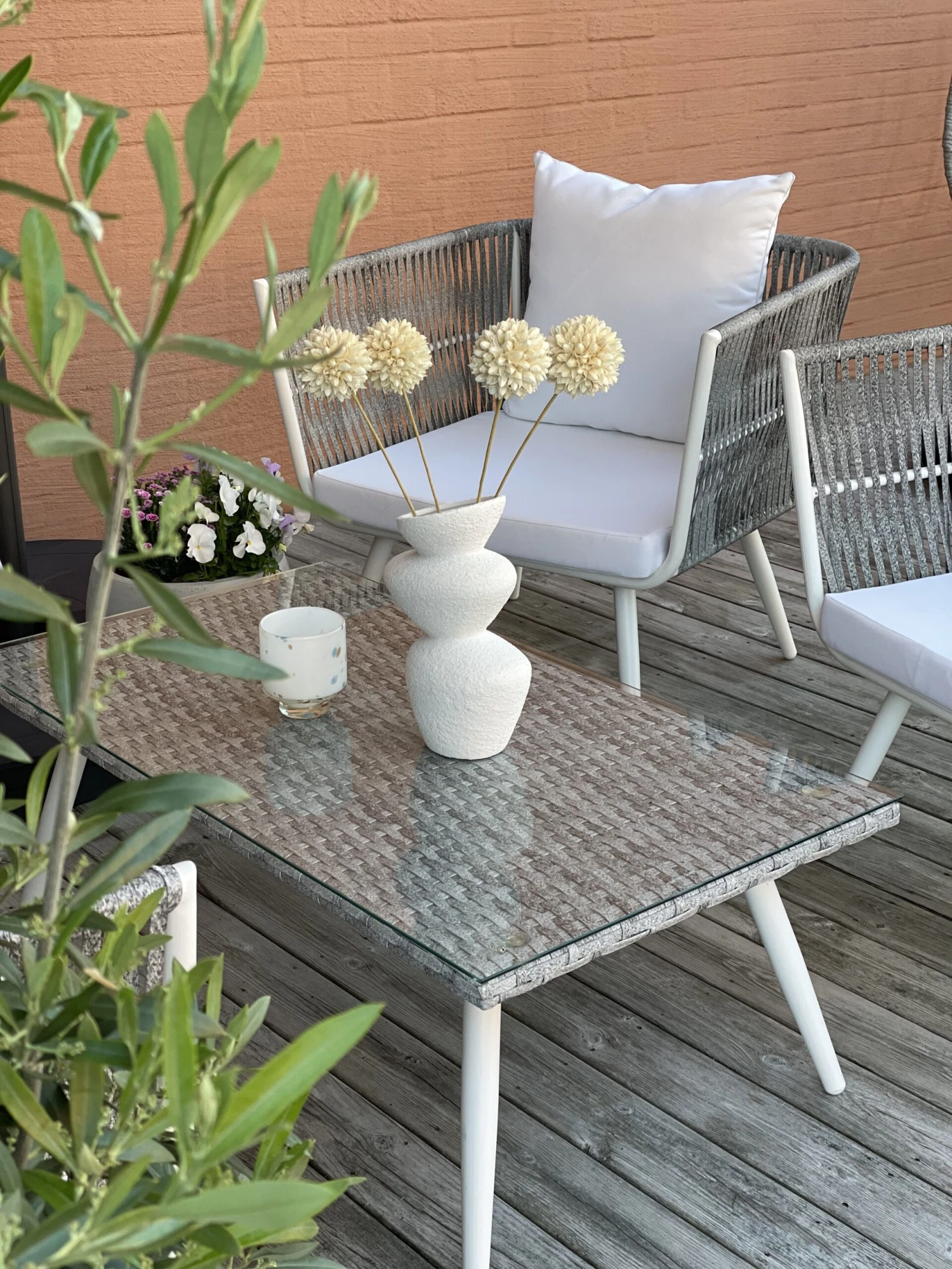 Puutarhasohvasetti Luonnonvalkoinen RAGUSA - Image 5