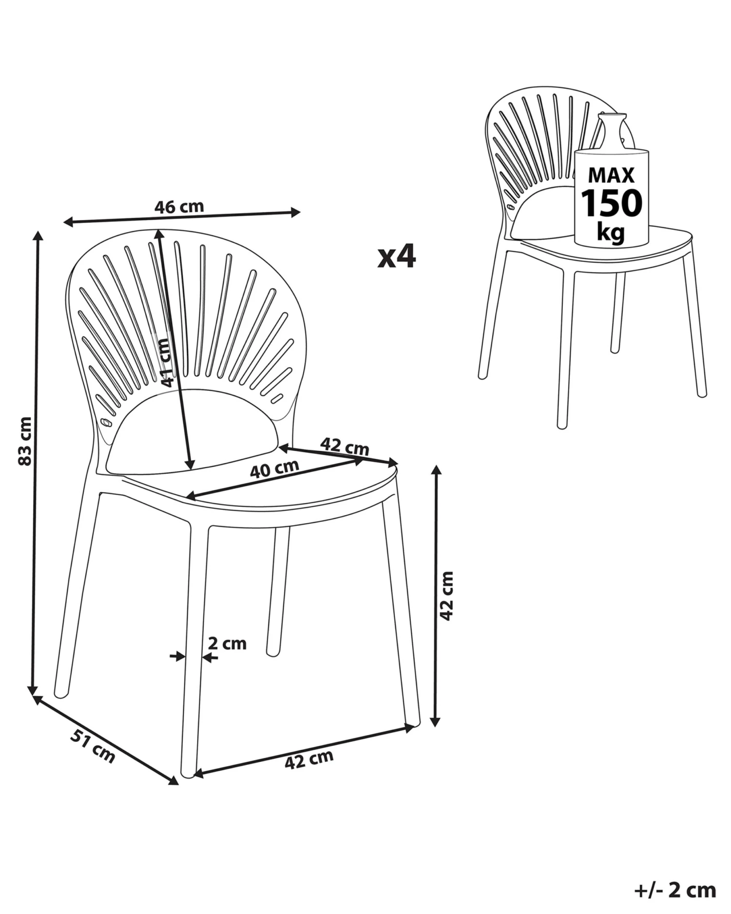 Tuoli Muovi Vaaleansininen 4 Kpl OSTIA - Image 9