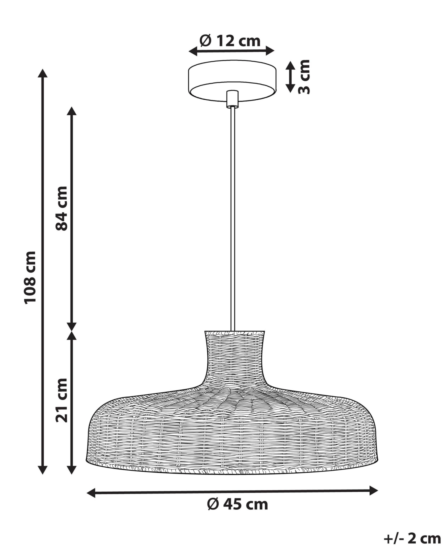 Riippuvalaisin Rottinki Luonnonväri TAMARIN - Image 9