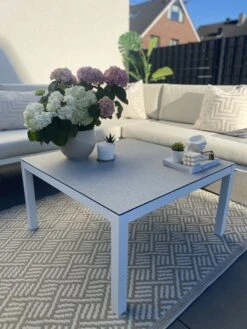 4-istuttava Ulkosohvaryhmä Alumiini Vasenk. Valkoinen/ruskea BORELLO -Beliani undef src sa picid 827555 type whitesh image