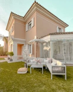 4-istuttava Ulkosohvaryhmä Alumiini Vasenk. Valkoinen/ruskea BORELLO -Beliani undef src sa picid 828304 type whitesh image