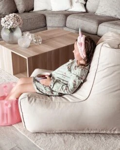 Säkkituoli Selkänojalla Kangas Vaalea Beige SIESTA -Beliani undef src sa picid 828403 type whitesh image