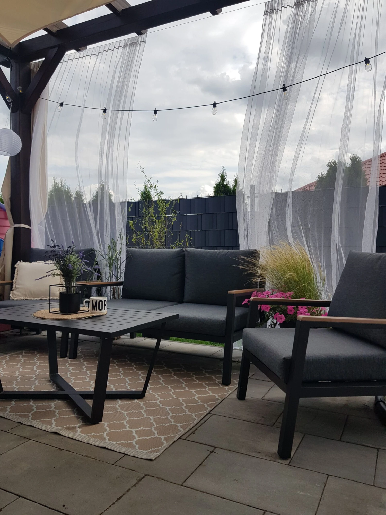 Puutarhasohvasetti 4-istuttava Tummanharmaa DELIA - Image 6