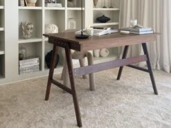 Työpöytä 120x70 Cm Tumma Puu SHESLAY -Beliani undef src sa picid 829655 type whitesh image