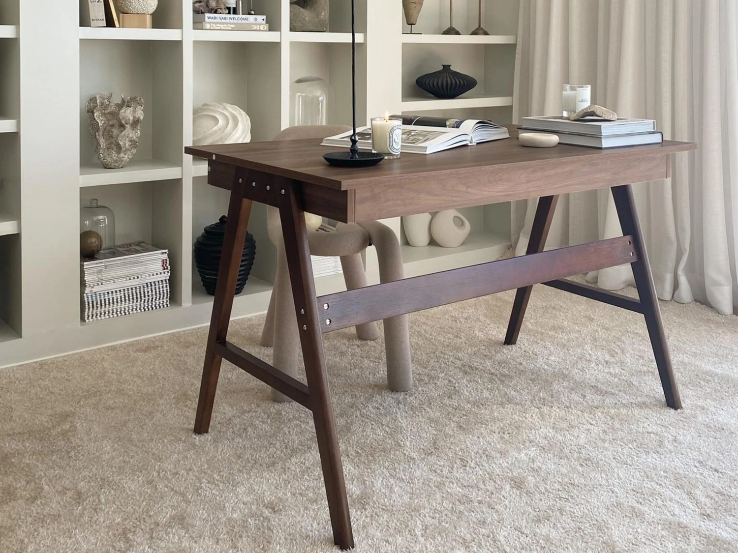 Työpöytä 120x70 Cm Tumma Puu SHESLAY - Image 9