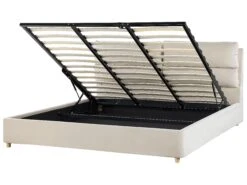 Sänky Sametti Säilytystila Vaalea Beige BATILLY Useita Kokoja