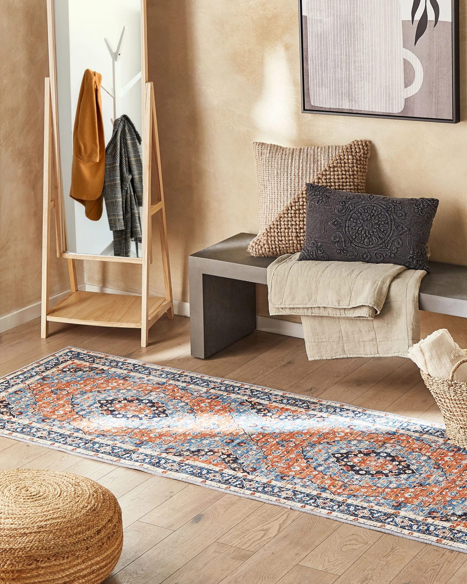 Matto Kangas Sininen/oranssi MIDALAM Useita Kokoja 2 Matto Kangas Sininen/oranssi MIDALAM Useita Kokoja - Image 2