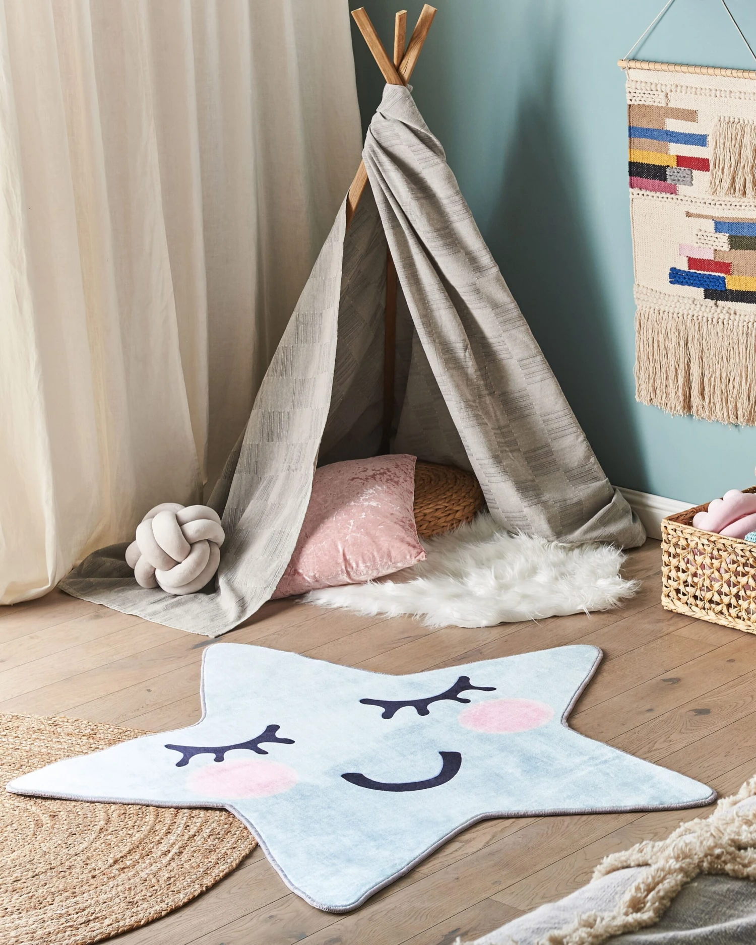 Lastenhuoneen Matto Sininen 120 X 120 Cm SIRIUS - Image 2