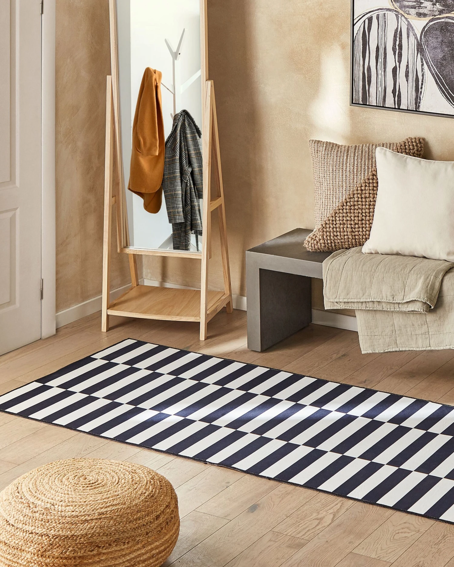 Matto Kangas Musta/valkoinen PACODE Useita Kokoja 2 Matto Kangas Musta/valkoinen PACODE Useita Kokoja - Image 2