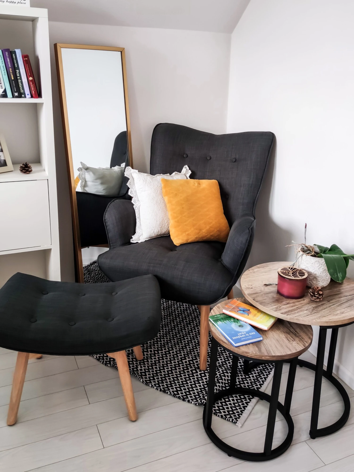 Sivupöytäsetti Tumma Puu/musta 2 Kpl DIXIE - Image 3