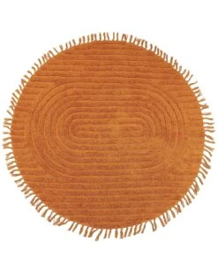 Pyöreä Matto Puuvilla Oranssi ⌀ 140 Cm HALFETI 9 Pyöreä Matto Puuvilla Oranssi ⌀ 140 Cm HALFETI -Beliani undef src sa picid 837556 type whitesh image