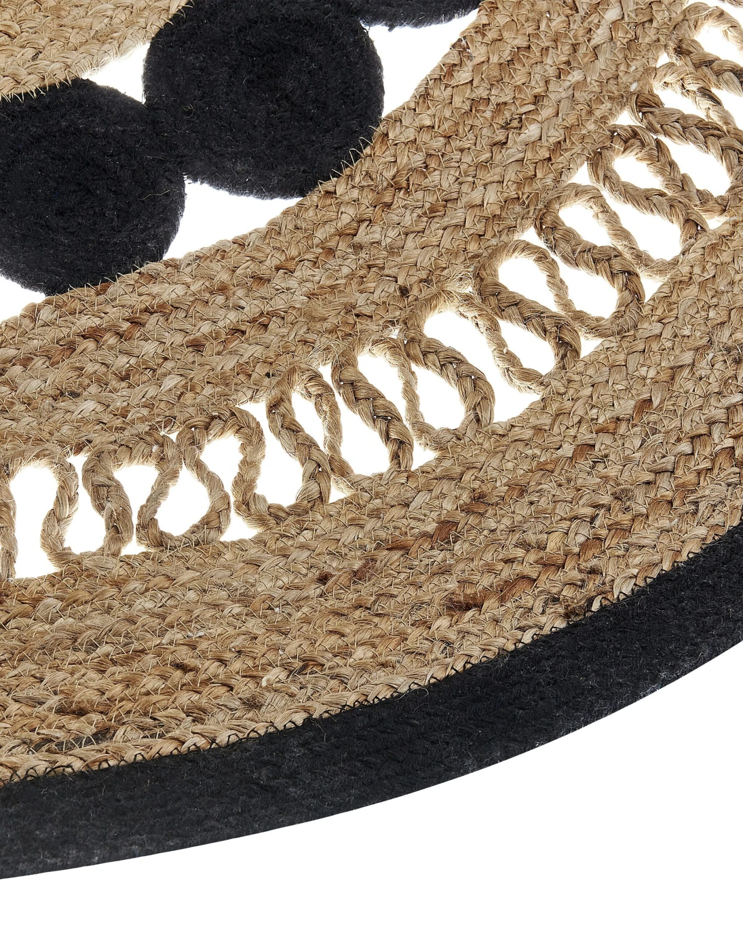 Pyöreä Matto Juutti Beige/musta ⌀ 120 Cm YOZGAT - Image 3