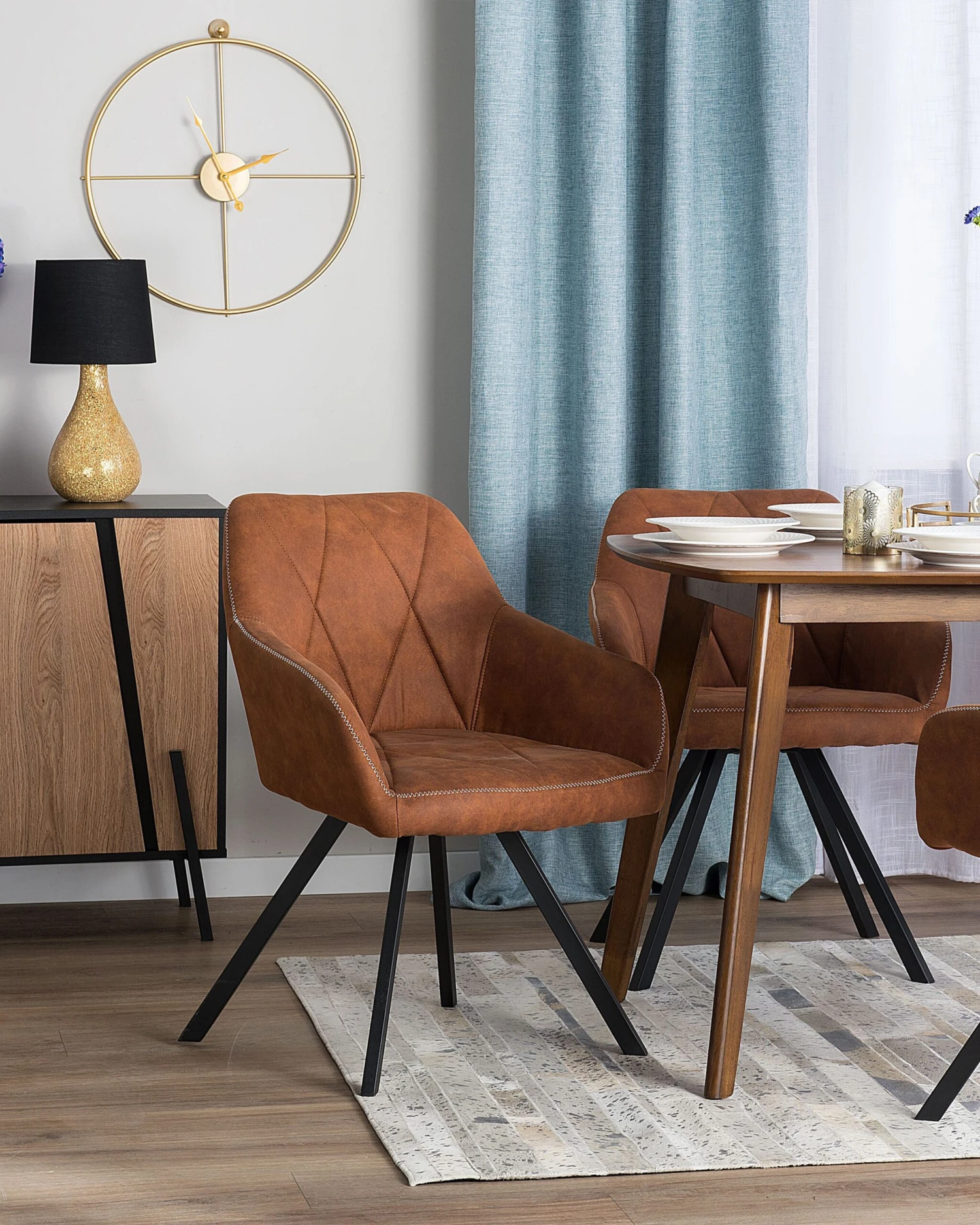 Tuoli Kangas Kullanruskea 2 Kpl MONEE - Image 5