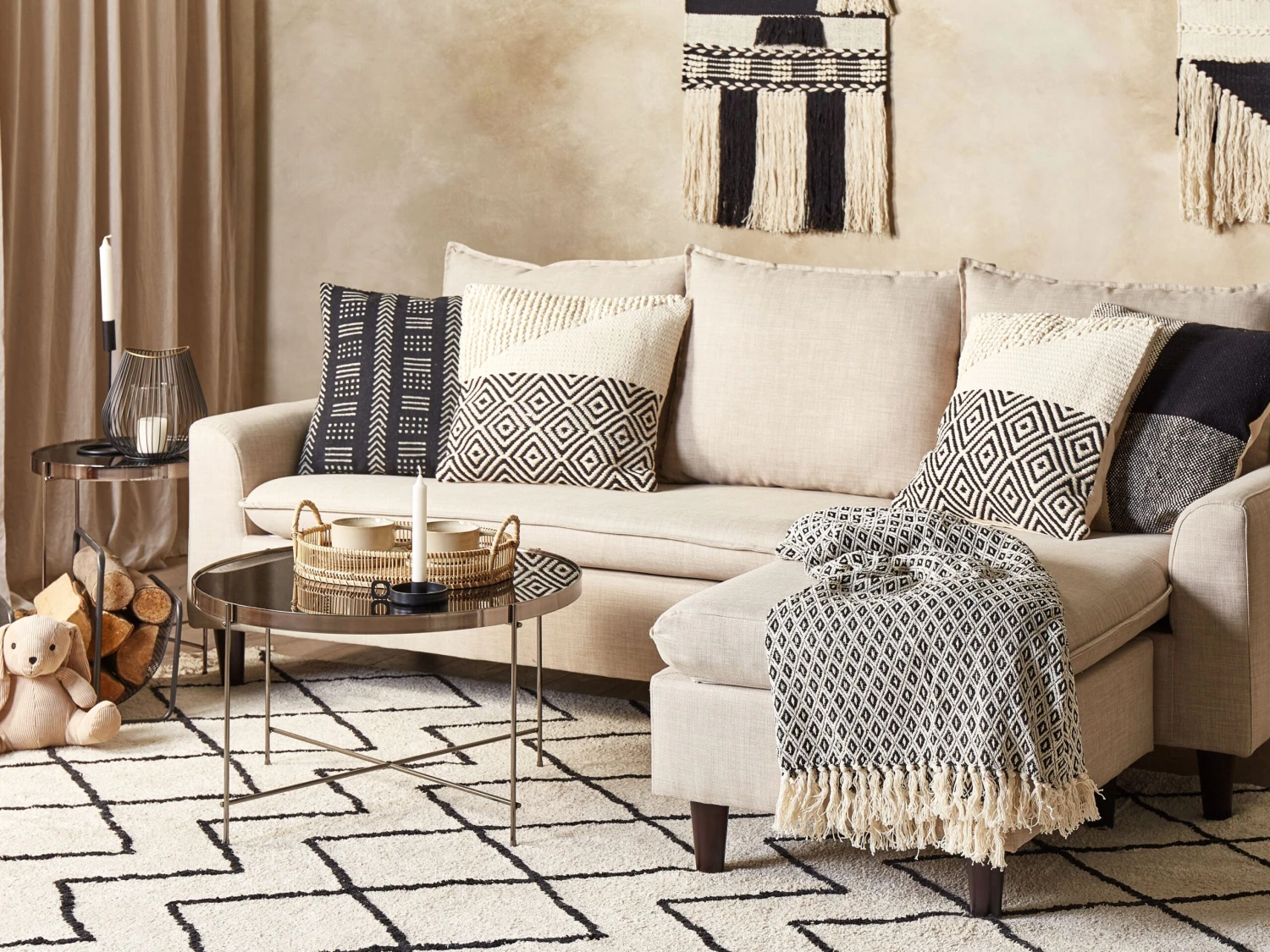 Huopa Puuvilla Musta/valkoinen 125 X 150 Cm CHYAMA - Image 3