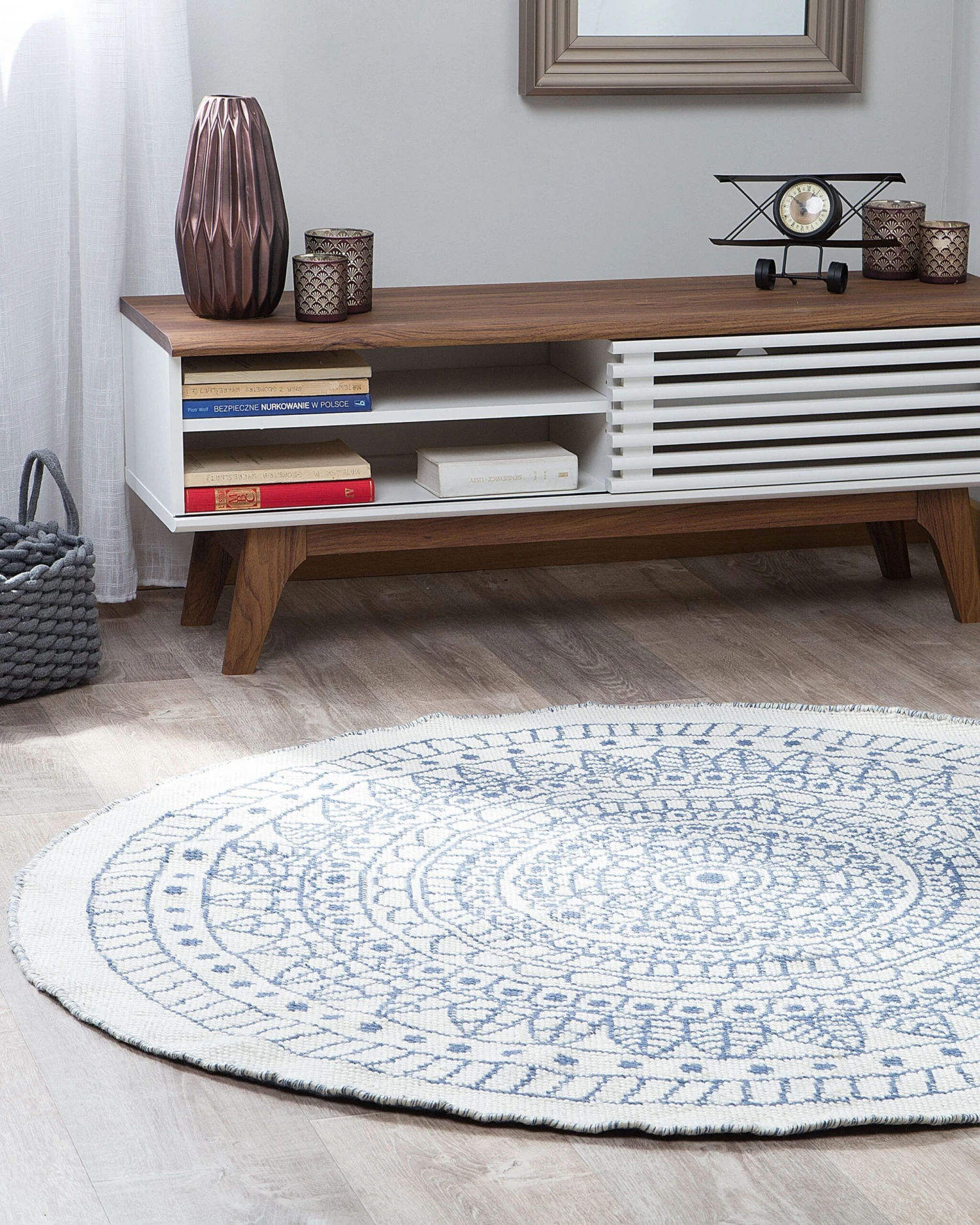 Ulkomatto Kaksipuolinen Sininen/valkoinen ⌀ 140 Cm YALAK - Image 7