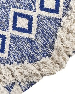 Matto Puuvilla Vaalea Beige/sininen MANAVGAT Useita Kokoja -Beliani undef src sa picid 843952 type whitesh image