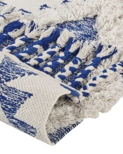 Matto Puuvilla Vaalea Beige/sininen MANAVGAT Useita Kokoja -Beliani undef src sa picid 843953 type whitesh image