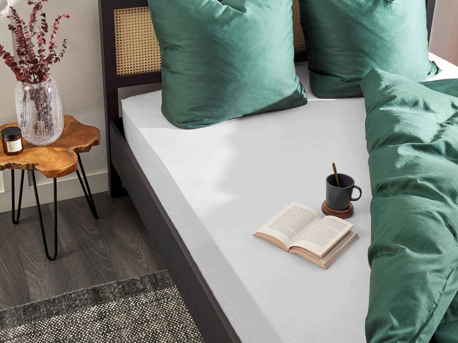 Puuvillalakana Muotoonommeltu Valkoinen JANBU Useita Kokoja - Image 2