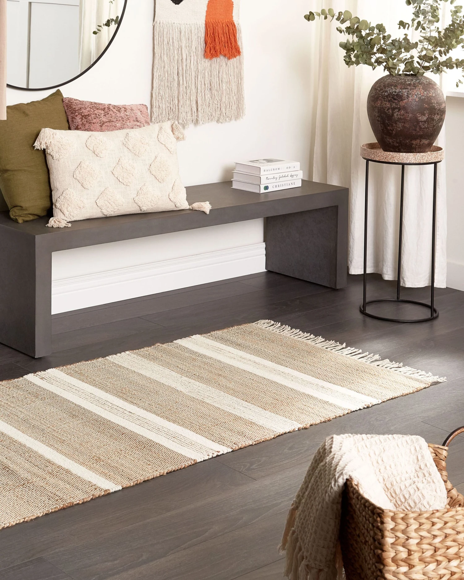 Matto Juutti Beige/valkoinen TALPUR Useita Kokoja 2 Matto Juutti Beige/valkoinen TALPUR Useita Kokoja - Image 2