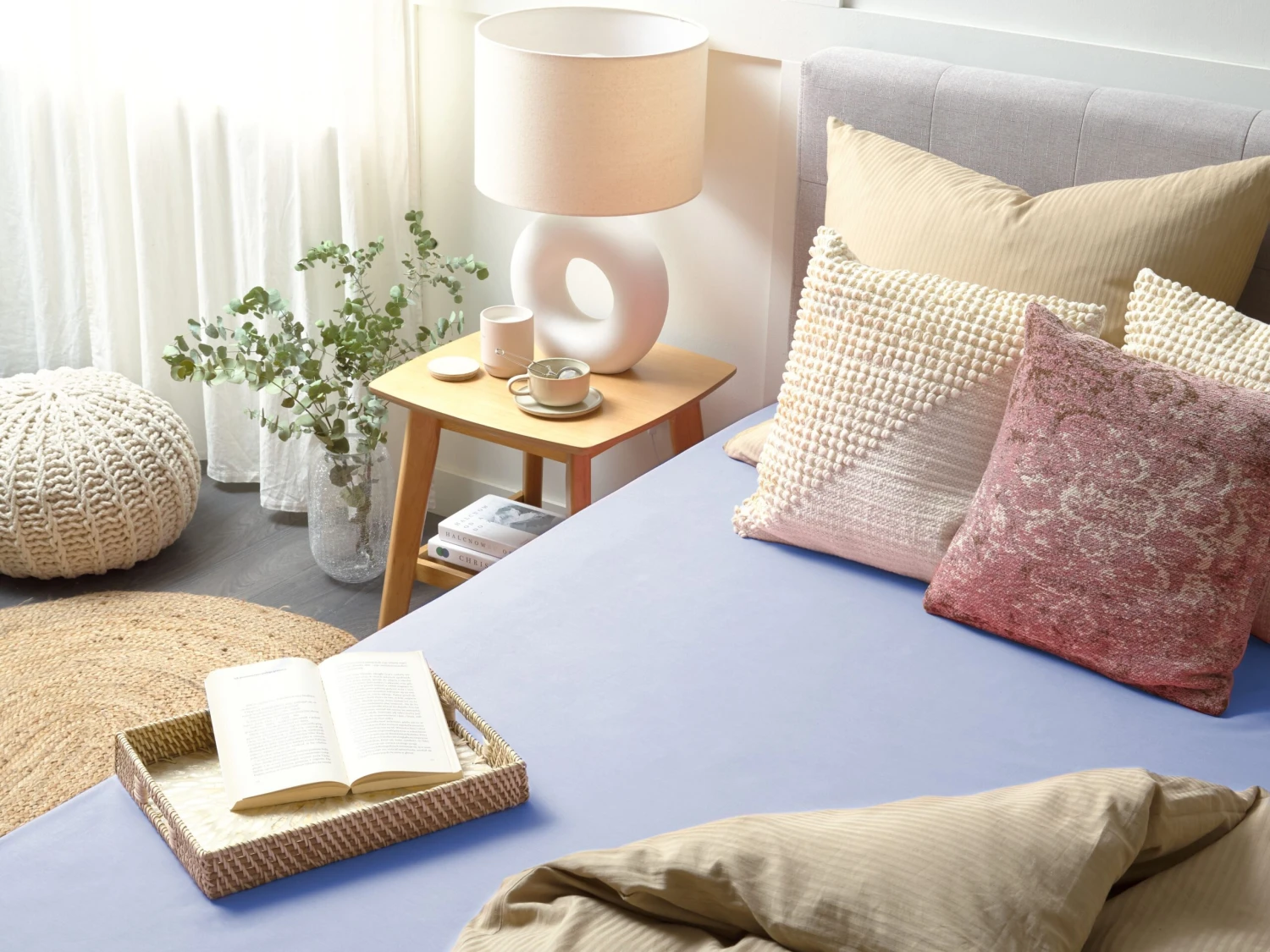 Puuvillalakana Muotoonommeltu Sininen JANBU Useita Kokoja - Image 2