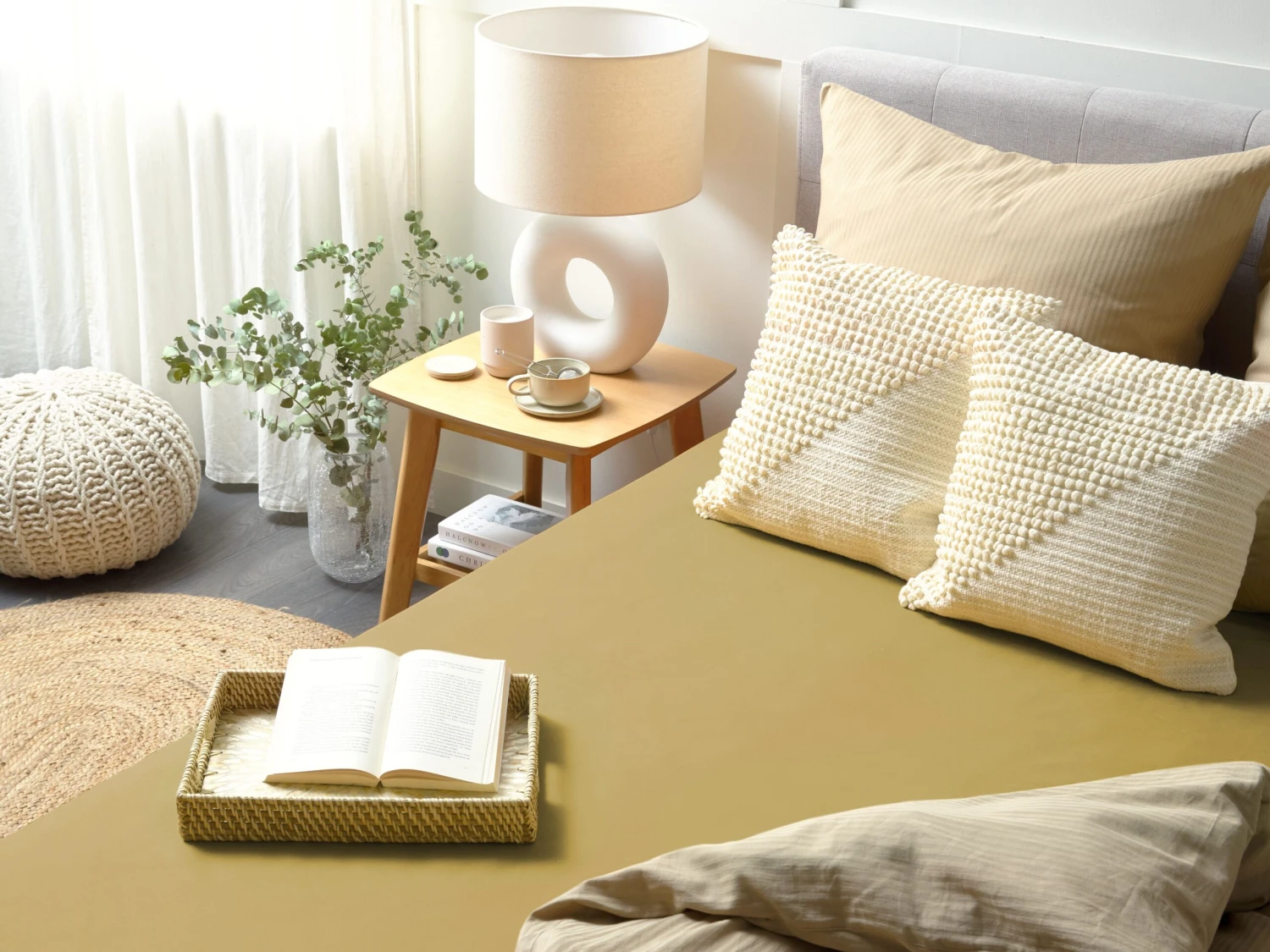 Puuvillalakana Muotoonommeltu Oliivinvihreä JANBU Useita Kokoja 2 Puuvillalakana Muotoonommeltu Oliivinvihreä JANBU Useita Kokoja - Image 2