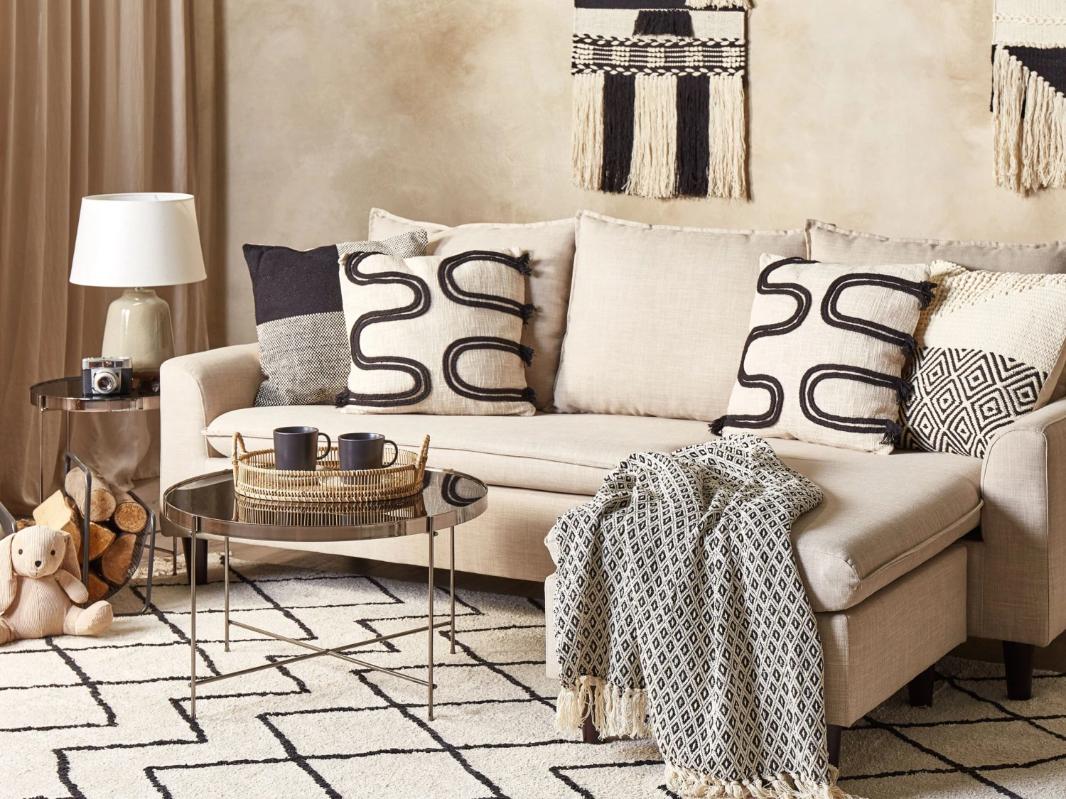 Huopa Puuvilla Musta/valkoinen 125 X 150 Cm CHYAMA - Image 4