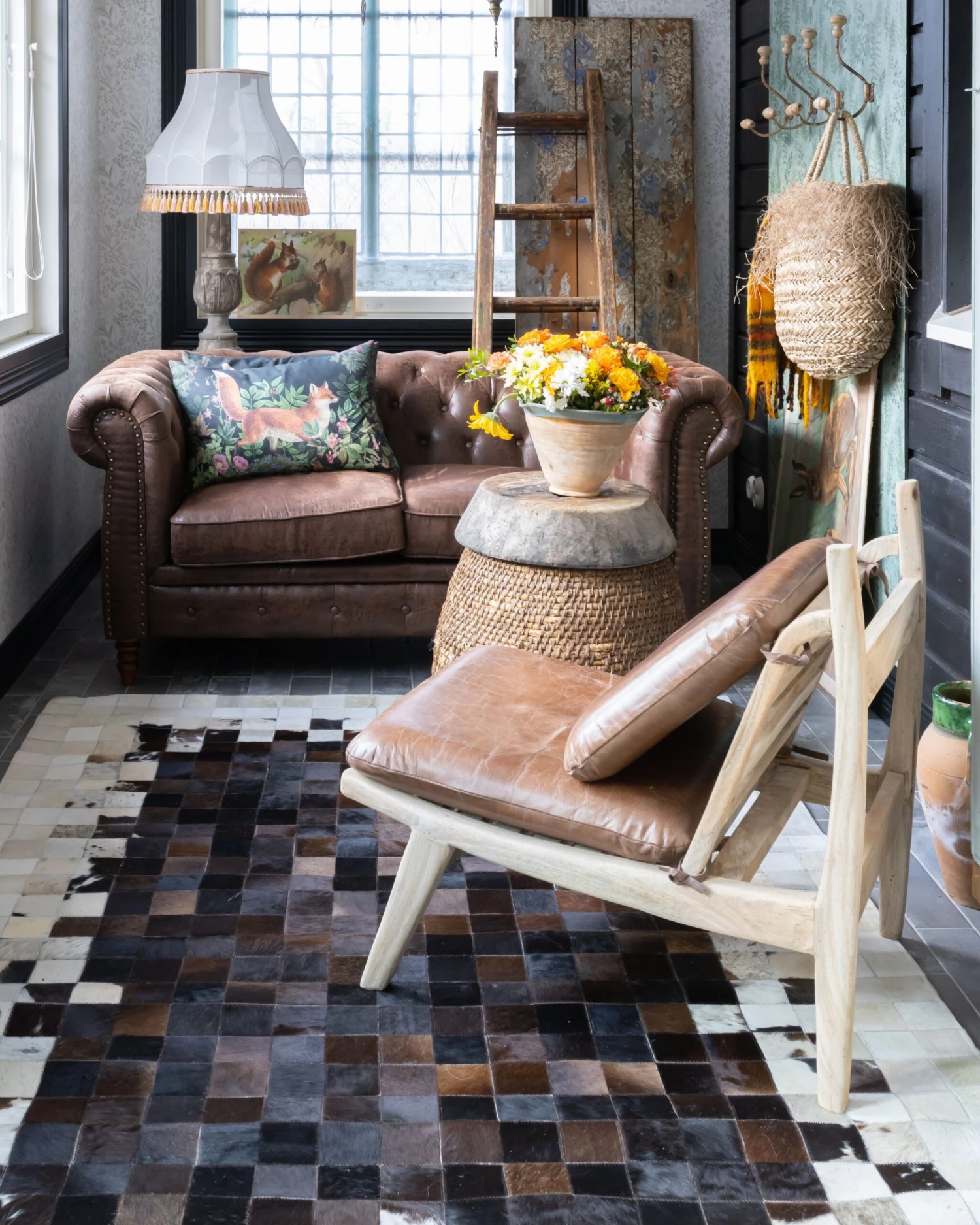 Matto Lehmännahka Ruskea/beige OKCULU Useita Kokoja - Image 3