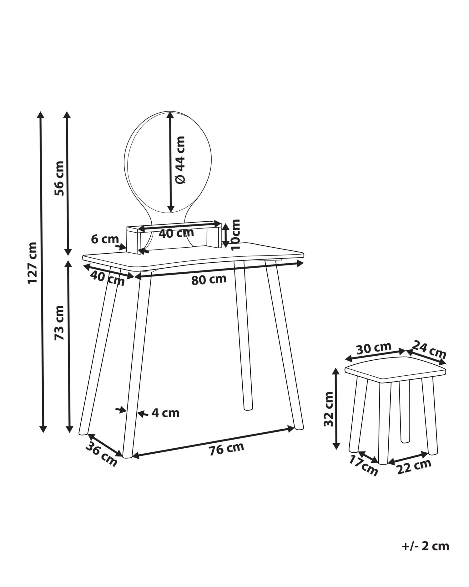 Kampauspöytä Peili Ja Jakkara Valkoinen TOULOUGES 7 Kampauspöytä Peili Ja Jakkara Valkoinen TOULOUGES - Image 7