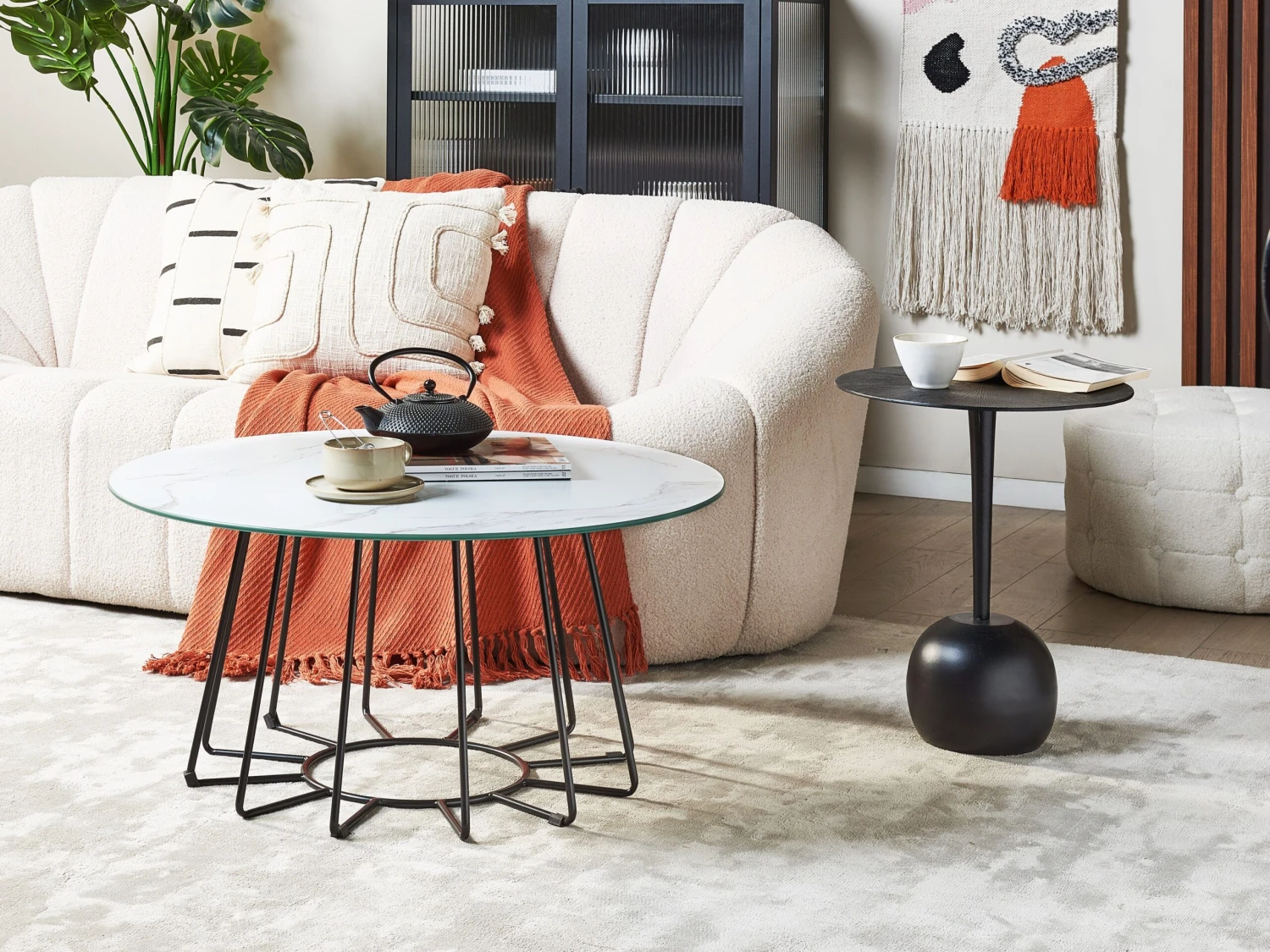 Sohvapöytä Metalli Marmorikuvio Valkoinen/musta BERNIE - Image 2