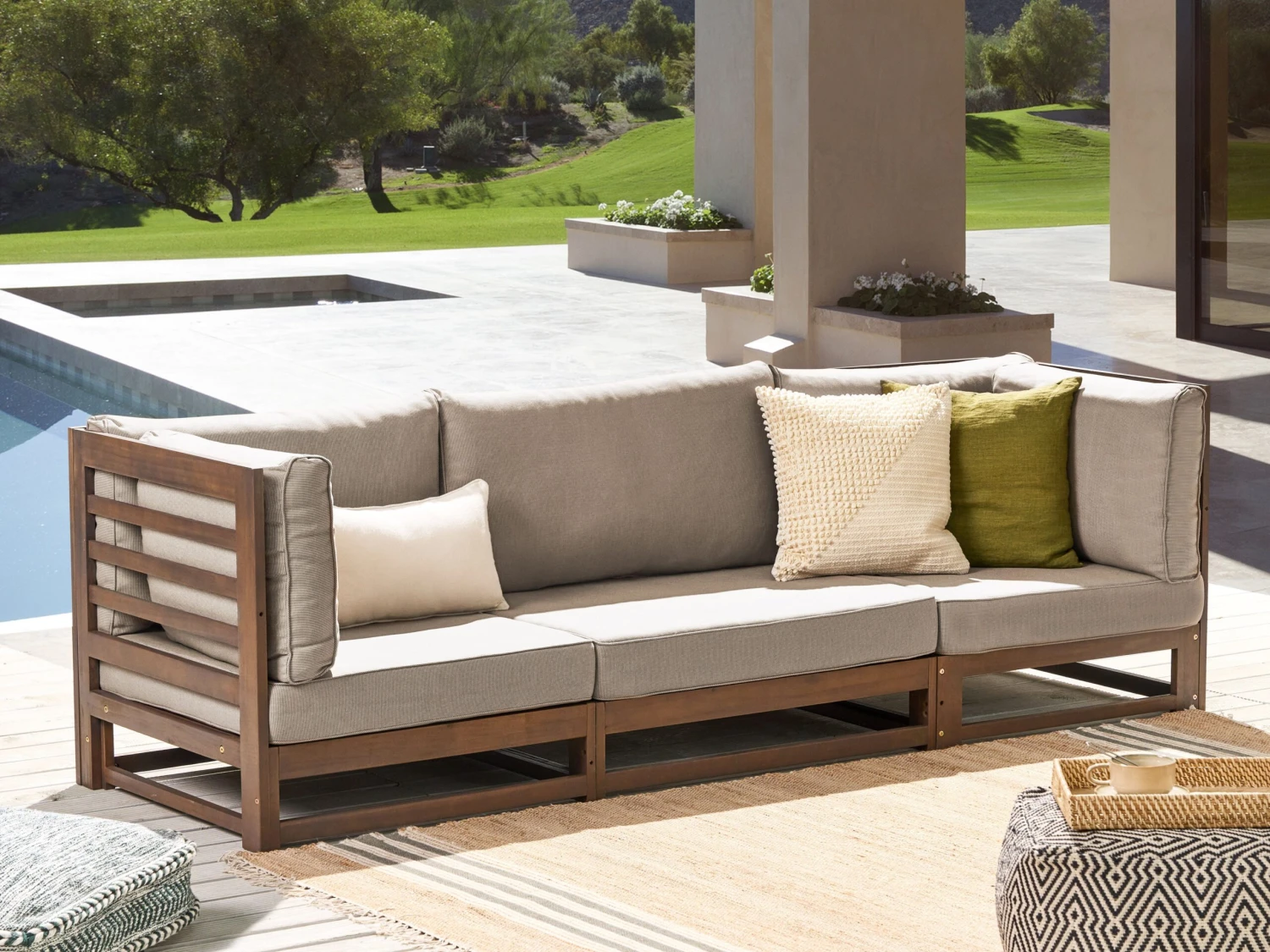 3-istuttava Ulkosohva Sertifioitu Akasiapuu Tumma Puu TRANI - Image 2