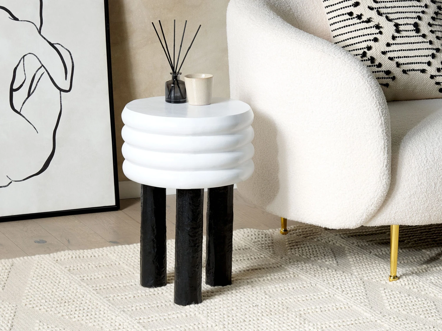 Sivupöytä Alumiini Valkoinen/musta KIKIWA - Image 2